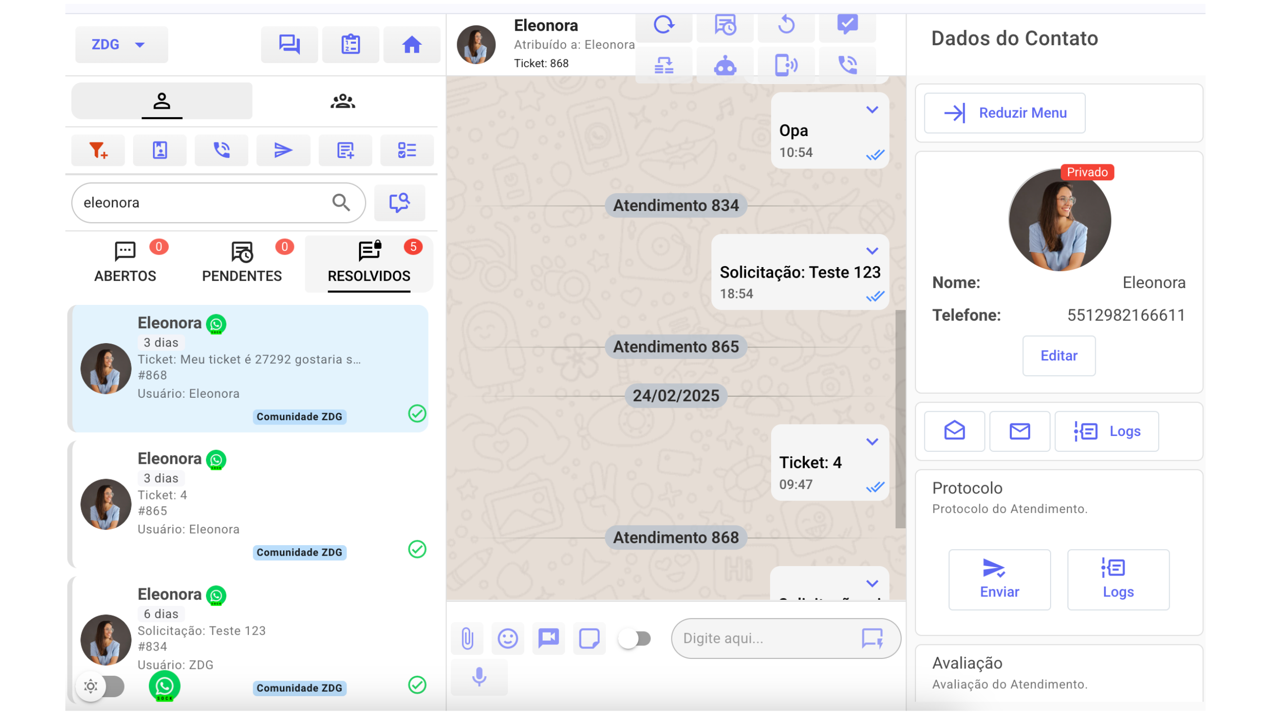 RBChat Interface Desktop e Mobile